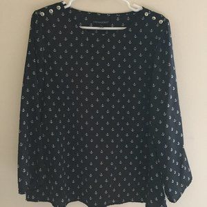 Cynthia Rowley Navy Anchor Top